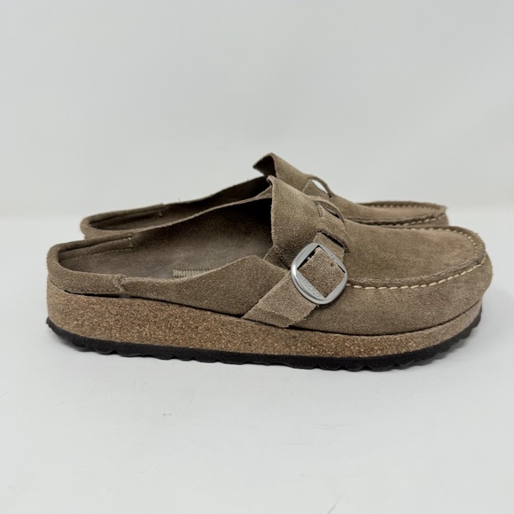 New Birkenstock Buckley Suede Leather Clogs Gray Taupe Sz 38 - Picture 4 of 12